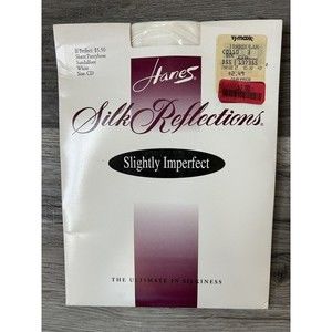 VTG 1995 Hanes Silk Reflections Pantyhose Sheer IMPERFECT White Sz CD